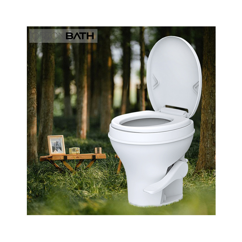 ORTONBATH Camper Mobile Toilet Gravity Flush Foot Pedal Home Caravan Travel Portable Camping Toilet for Elder People