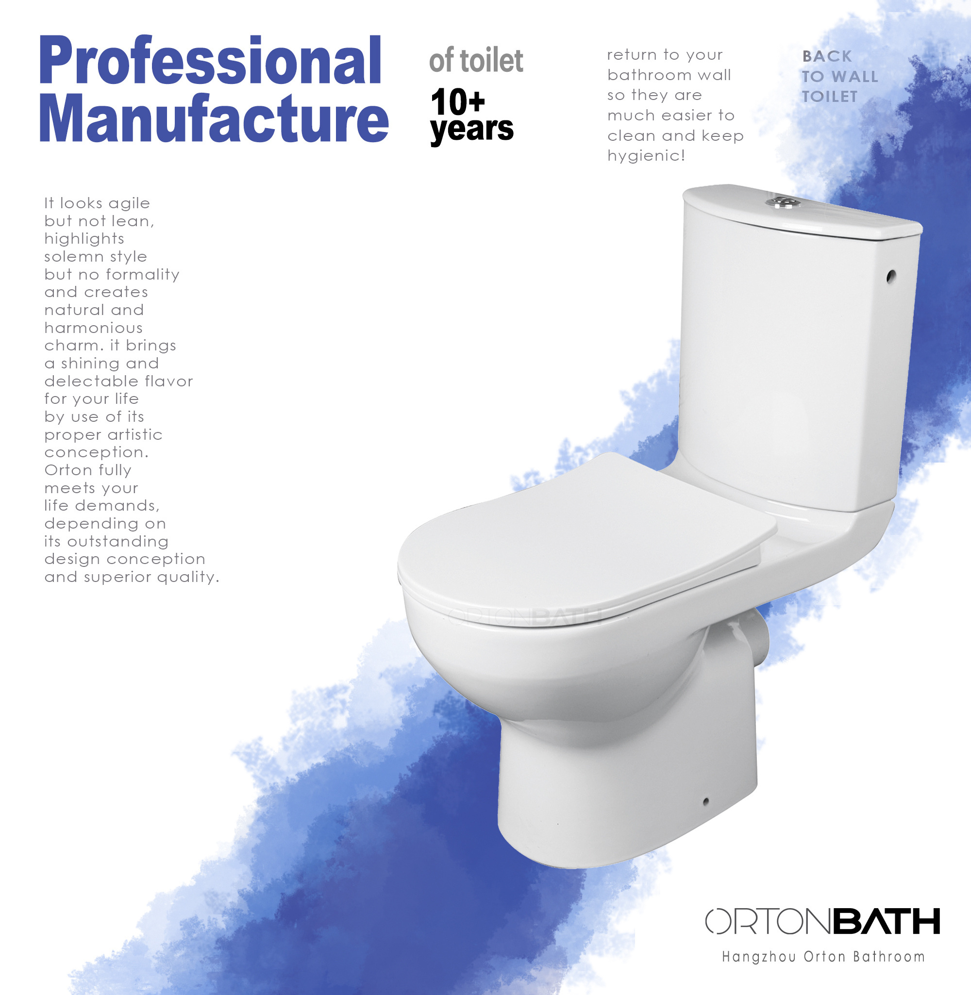 ORTONBATH EU castroma russia Ceramic toto toilet Bathroom Two Piece water closet toilet two piece pp toilet seats