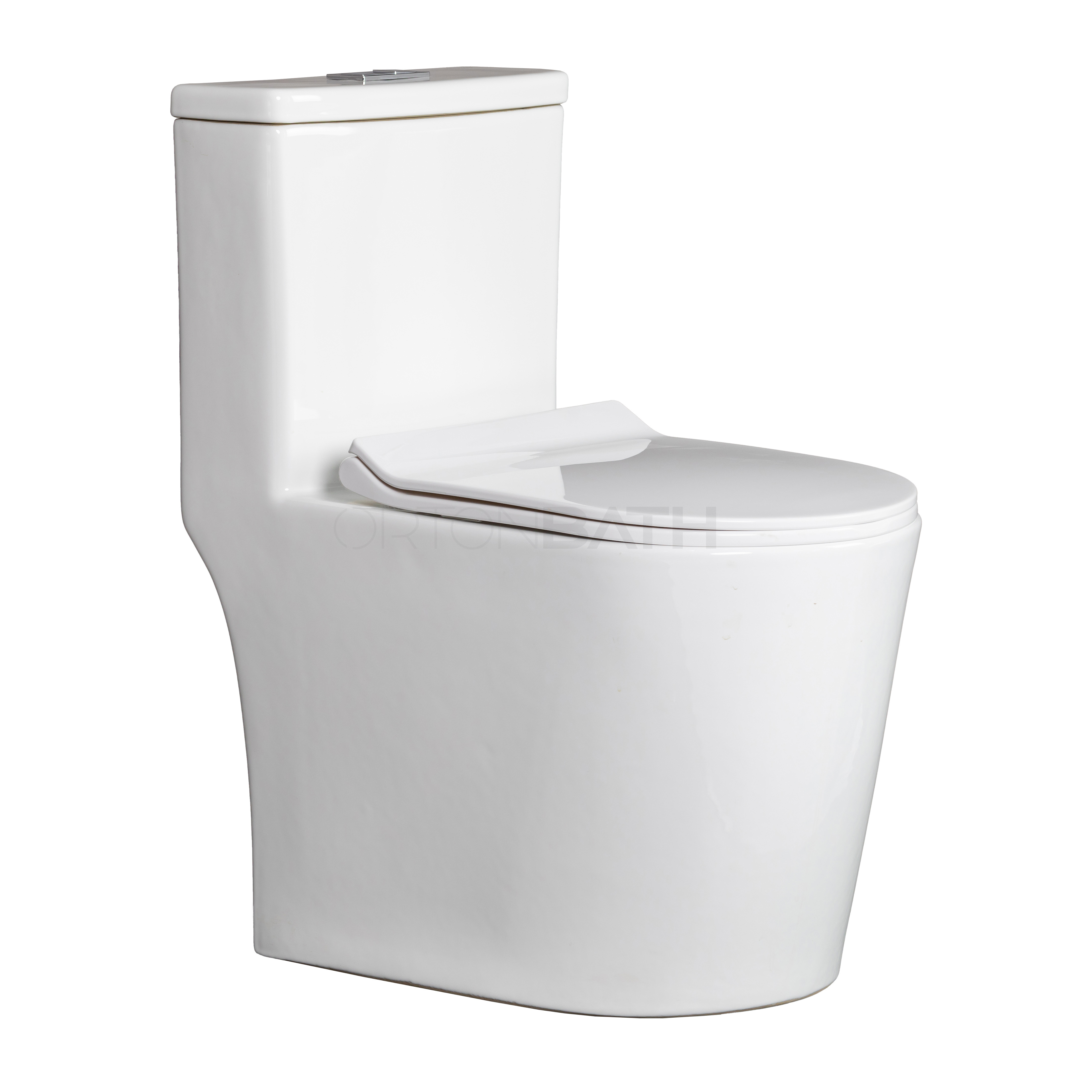 ORTONBATH Siphon Jet Flush Toilet With Elongated one piece bowl Dual 1.1/1.28 GPF  and Slow soft Close Seat Comfort Height