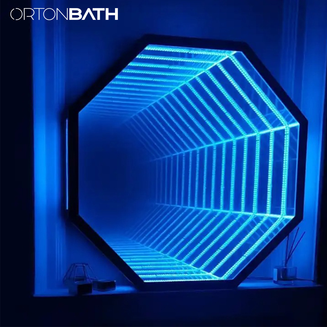 ORTONBATH Infinity Triangle Mirror LED Infinity Mirror Wall Geometric RGB Colour Changing Wall Decor 3D Tunnel Magical mirror