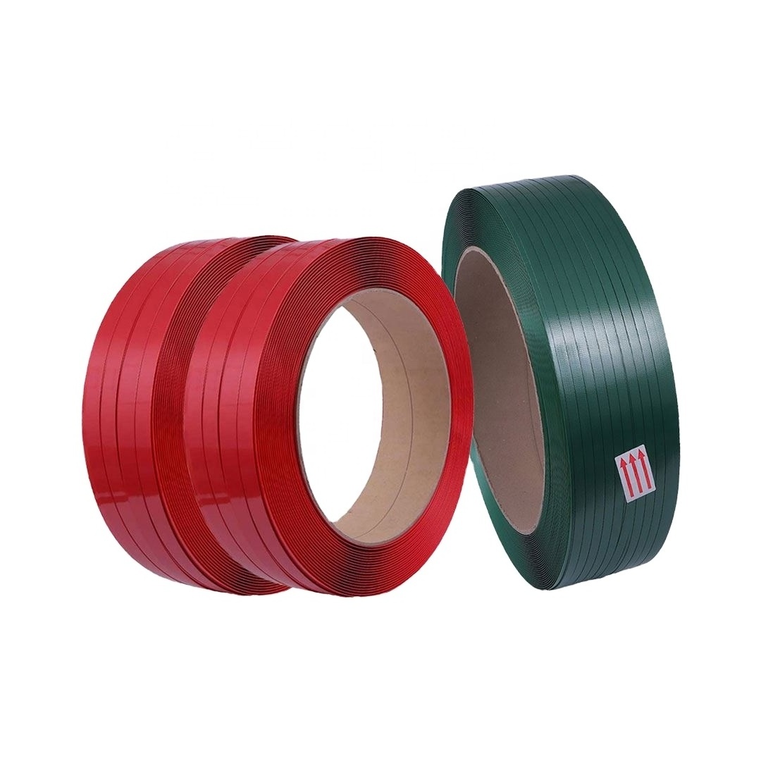 Low Price Customization Green Embossed Pallet Packing Strip Pet Strap Packing Belt Polyester Pet Strapping Roll