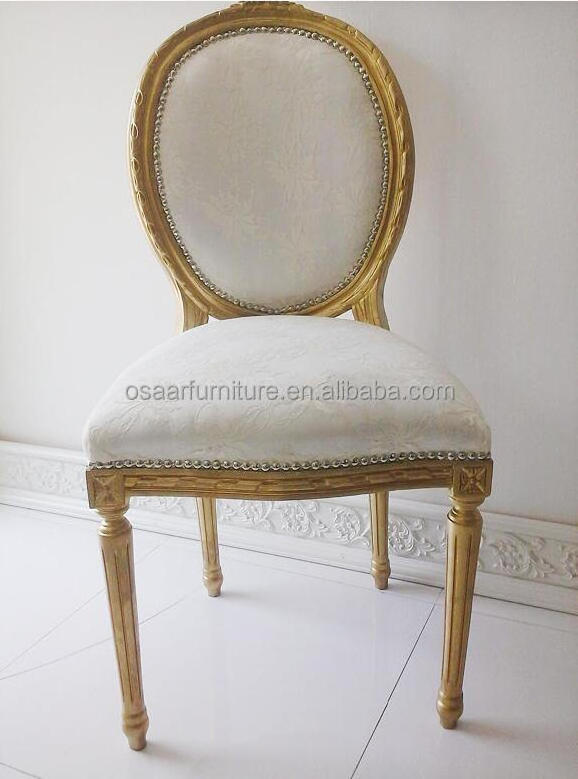 Luxury Arabic Furniture Carved Wood Round Back Golden Louis Rental Event Wedding Chair