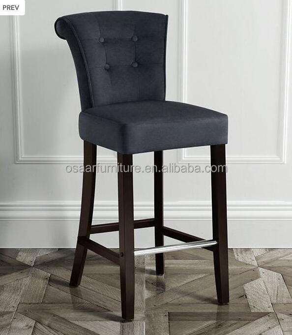 American Country Style Round Knocker Tufted Low Back Wood Fabric Modern Bar Stool