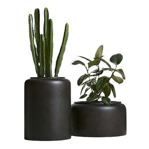 Metal Large Bucket Shape Matte Black Antique Flower Pot High Quality Floor Garden Use Home Decor Planter