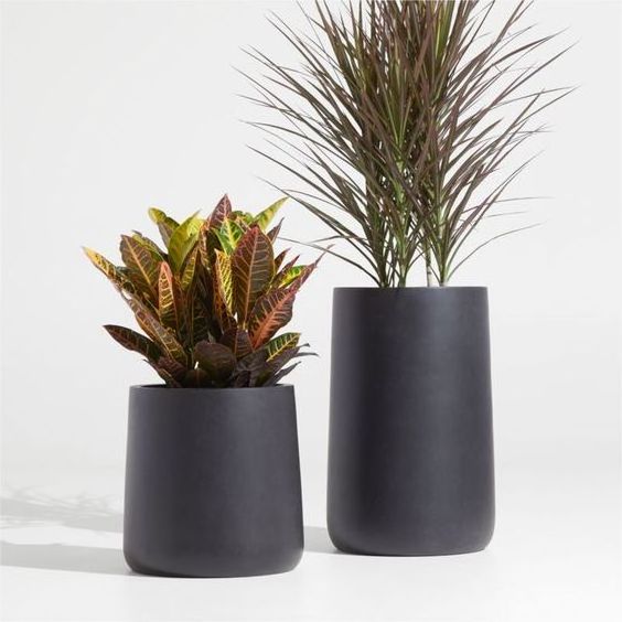 Metal Large Bucket Shape Matte Black Antique Flower Pot High Quality Floor Garden Use Home Decor Planter