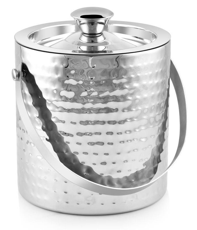 Metal round stainless steel ice bucket with ice tong and cover bar champagne beer ice bucket with lid