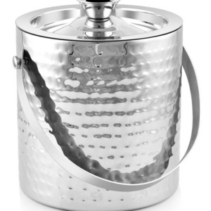 Metal round stainless steel ice bucket with ice tong and cover bar champagne beer ice bucket with lid