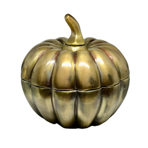 Metal Christmas Antique Design Pumpkin Shape Metal Candle Bowl Best Selling Table Top Brass Antique Candle Vessel Bowl Pumpkin