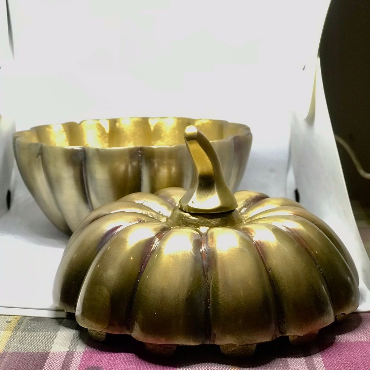 Metal Christmas Antique Design Pumpkin Shape Metal Candle Bowl Best Selling Table Top Brass Antique Candle Vessel Bowl Pumpkin