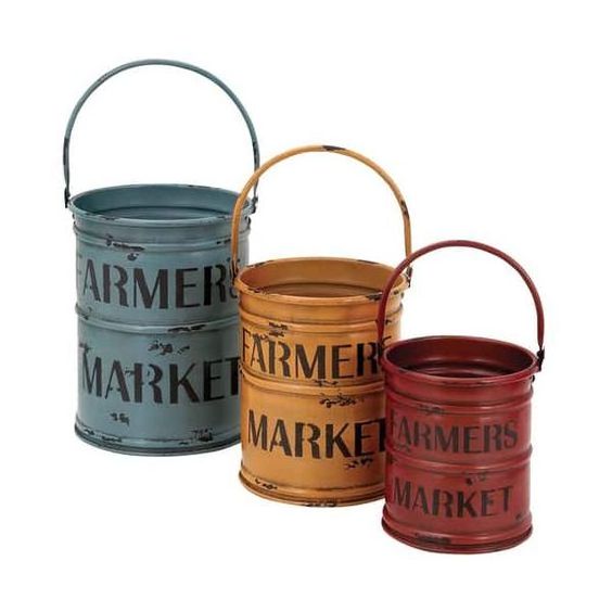 Decorative High Quality New Design Bucket Custom Shape White Rustic Galvanized Basket New Seller