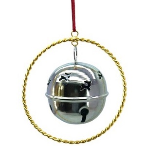 METALLIC ROUND GOLD WIRE & NICKLE RENDIAR JINGLE BELL METAL CHRISTMAS HANGING ORNAMENT CHRISTMAS BALL FOR YOUR HOME DECORATION