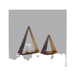 Fancy Style Metal Decorative Pyramid Custom Shape Tealight Candle Holder Home Decor Table Top Set of 2