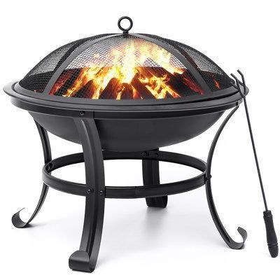 Outdoor Garden Camping Metal FIRE PIT Cast Iron Outside Patio Deep Wood Log Round Bonfire Firepit Bowl