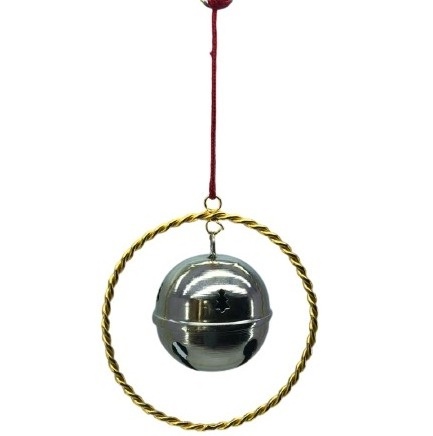 METALLIC ROUND GOLD WIRE & NICKLE RENDIAR JINGLE BELL METAL CHRISTMAS HANGING ORNAMENT CHRISTMAS BALL FOR YOUR HOME DECORATION