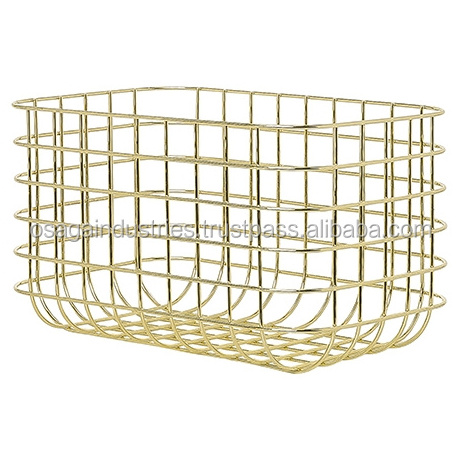 Hot sales round shape home decor metal best selling  cylindrical iron wire basket with handles