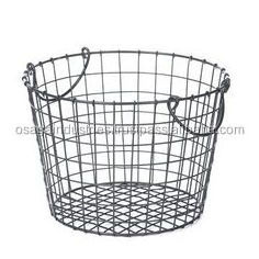 Hot sales round shape home decor metal best selling  cylindrical iron wire basket with handles