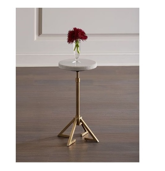 Metal Simple Design Decorative Metal Golden Legs With Wooden Top Hot Sale Modern Side Sofa Table