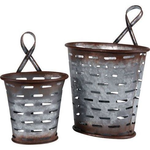 Colourful Antique Rustic Metal Galvanized Round Planter Bucket Best Selling With Handles High Quality Basket