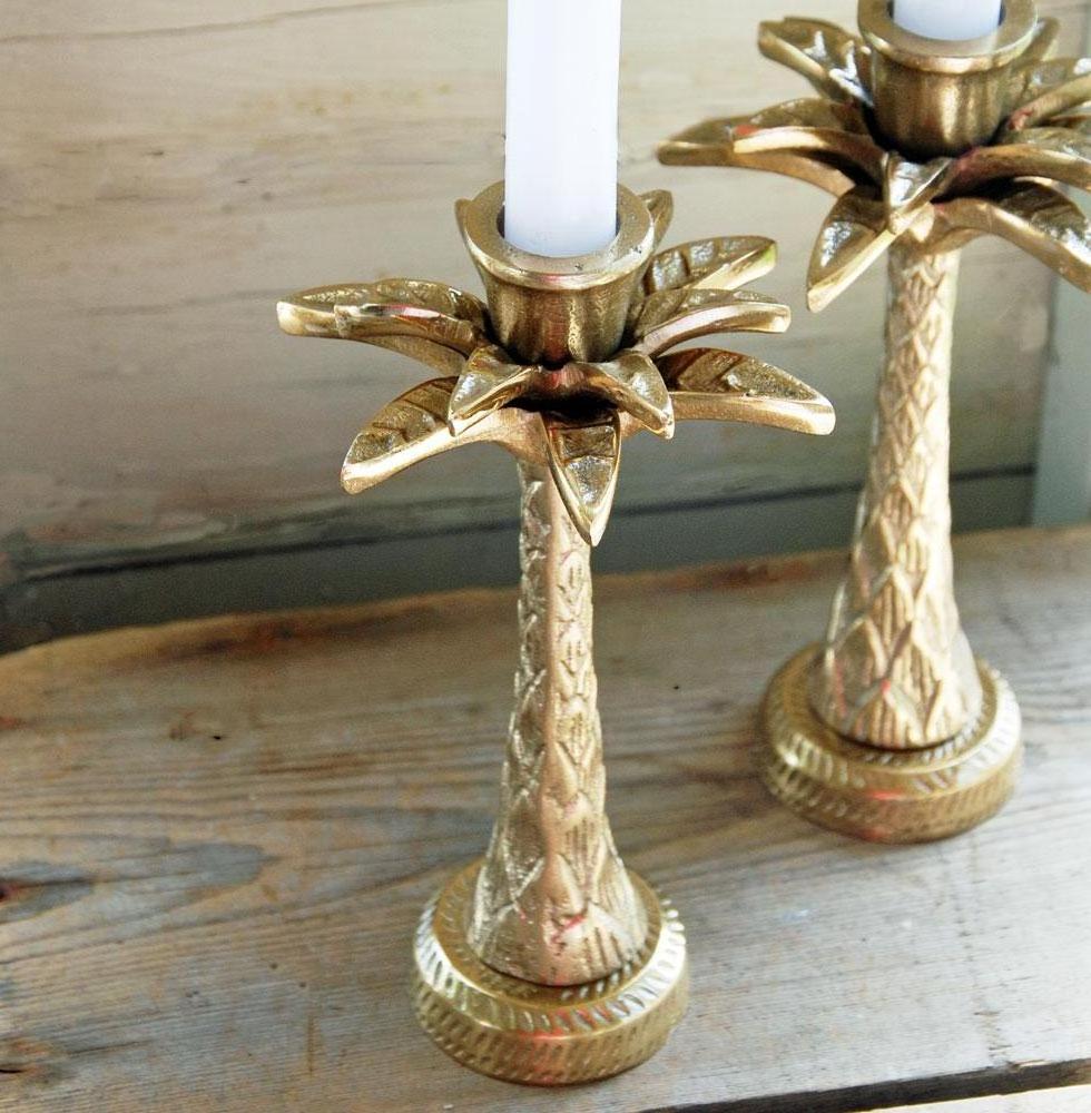 high quality simple design palm tree gold resin candle holder other candle holders in bulk