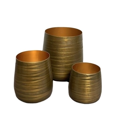 Designer Metal Antique Brass with Green Shade High Quality Flower Planter Pot Set of 3 Best Selling