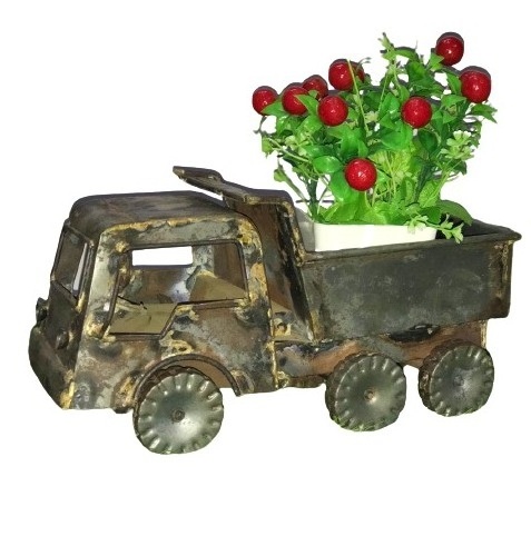 IRON TRUCK PLANTER NEW DESIGN FOR GARDEN DECORATION TABLE TOP FLOWER POT PLANTER RUSTIC SHEET PLANTER