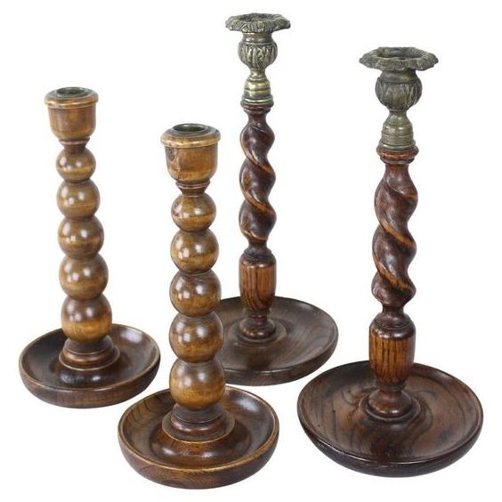 Lrage Wooden Decorative Rustic Finish Candle Holder Ol Age Modern With Glass Jars on Top for Candles High Quality