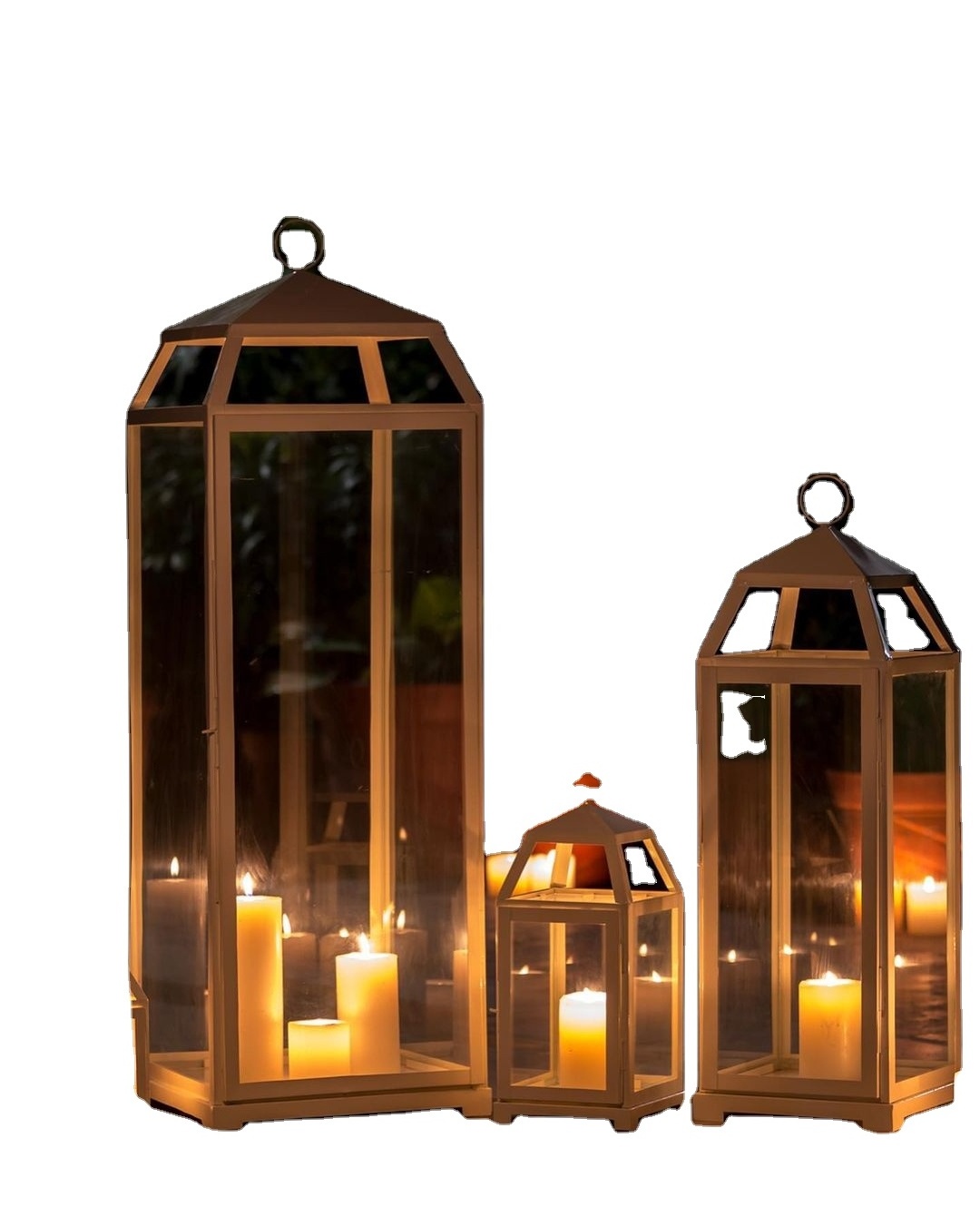 best selling  black metal lantern candle holder popular wedding home decoration candle holder lantern