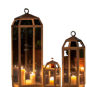 best selling  black metal lantern candle holder popular wedding home decoration candle holder lantern