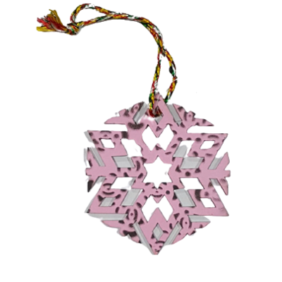 WOOD PINK SNOWFLAKE DESIGN CHRISTMAS HANGING ORNAMENT HIGH QUALITY WOODEN CHRISTMAS TREE DECORATION