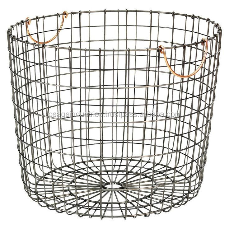 Hot sales round shape home decor metal best selling  cylindrical iron wire basket with handles