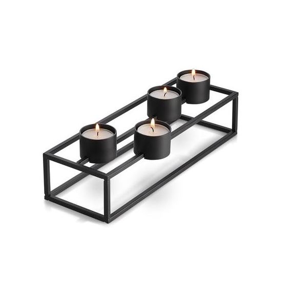 Tealight Candle Holder for Table Center Piece Black Matte Candle Sticks Holder with 4 Cup Candle