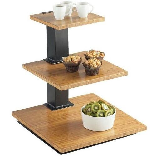 Square 3 Tier High Quality Drak Wooden Cake Stand Food Server Home Decor Table Top Wedding Party Used