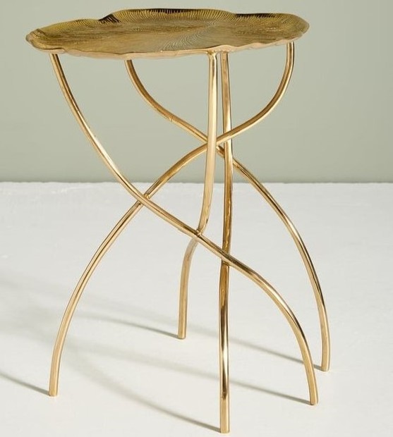 Metal Simple Design Decorative Metal Golden Legs With Wooden Top Hot Sale Modern Side Sofa Table