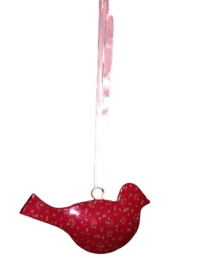 Unique Design Metal Decal Red Printed Bird-Shaped High Quality Christmas Decoration Tree Hanging Ornament