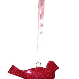 Unique Design Metal Decal Red Printed Bird-Shaped High Quality Christmas Decoration Tree Hanging Ornament