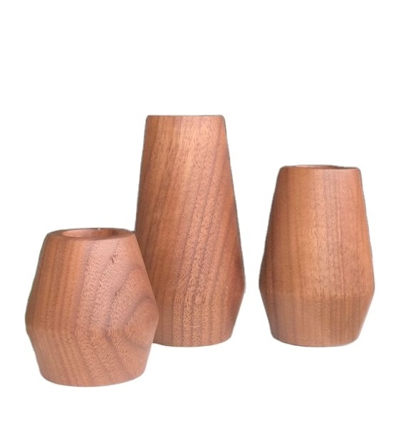 Mango wood nordic style wood candle holder modern dining table wood small candle holder personality romantic home decoration