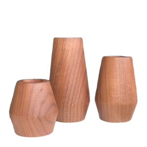 Mango wood nordic style wood candle holder modern dining table wood small candle holder personality romantic home decoration