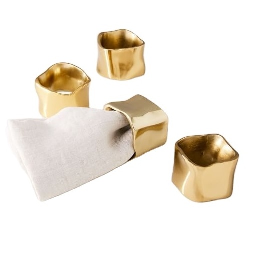 New Brass Gold Plated Table ware Napkin Ring Luxury Wedding Decoration Napkin Band Home Decor