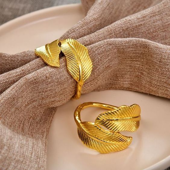 New Brass Gold Plated Table ware Napkin Ring Luxury Wedding Decoration Napkin Band Home Decor