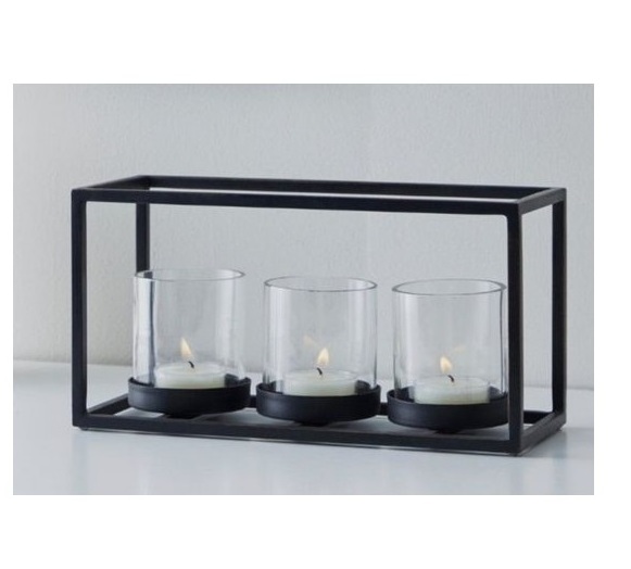 Tealight Candle Holder for Table Center Piece Black Matte Candle Sticks Holder with 4 Cup Candle