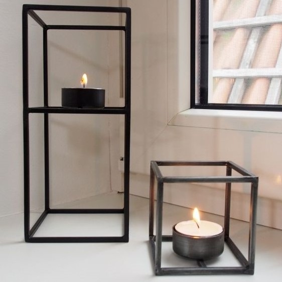 Tealight Candle Holder for Table Center Piece Black Matte Candle Sticks Holder with 4 Cup Candle