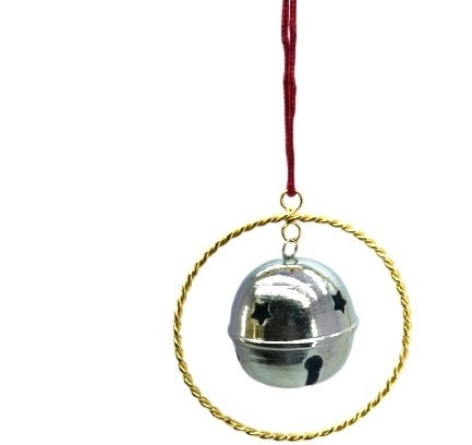 METALLIC ROUND GOLD WIRE & NICKLE RENDIAR JINGLE BELL METAL CHRISTMAS HANGING ORNAMENT CHRISTMAS BALL FOR YOUR HOME DECORATION