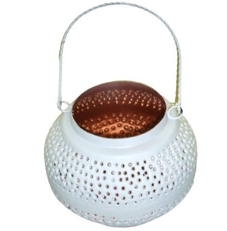 METAL TEALIGHT HOLDER WITH HANDLE SMALL LANTERN DESIGN HANGING VOTIVE T-LIGHT HOLDER HIGH QUALITY