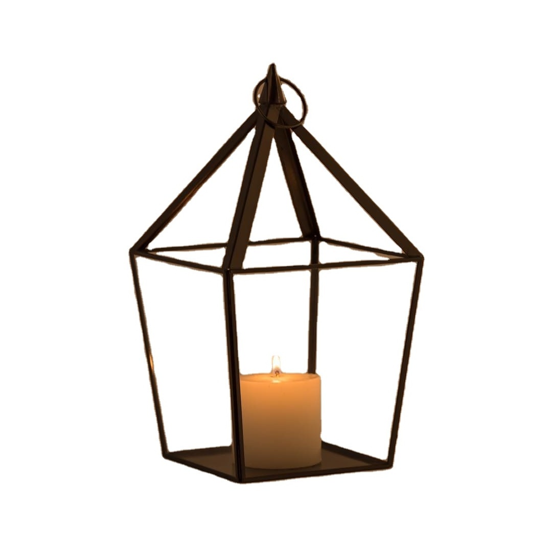 Wedding Table Hurricane Lantern  Centerpieces Metal and Glass European Lantern Candle Holders