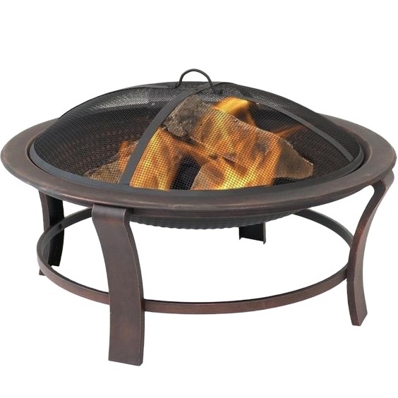 Metal Round Fire Pit Outdoor Mesh With Poker for Backyard, Camping, Bonfire, Wood Burning Stove