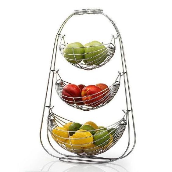 Fruit Basket Metal High Quality with Round Wooden Plated Inside Matte Black Wire Dining Table Basket