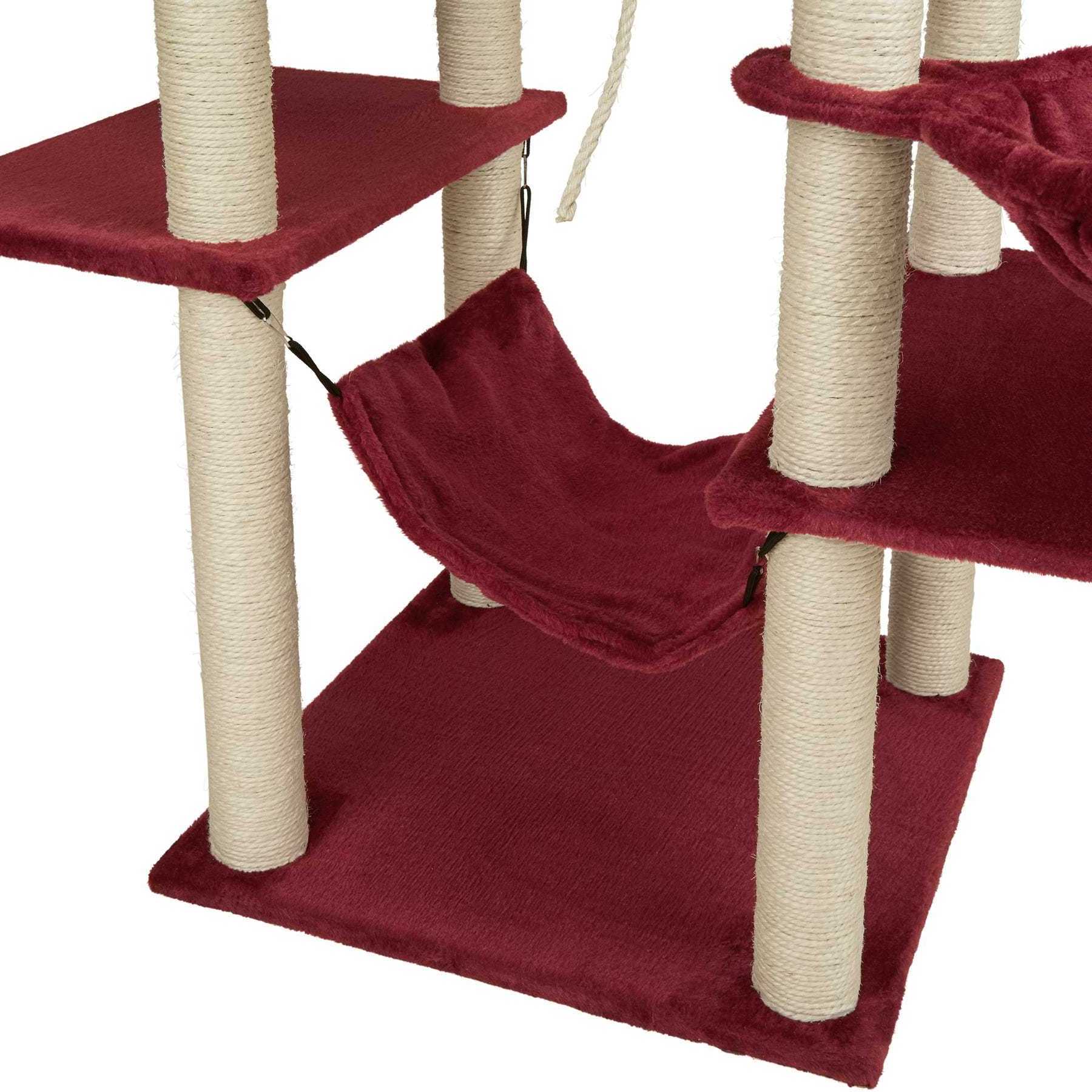 Wind Red Cat Tree Cat Tower Cat Scratching Post with Condos, Basket, Hammock & Plush Perches Grey Pet Toys Sustainable 45DAYS