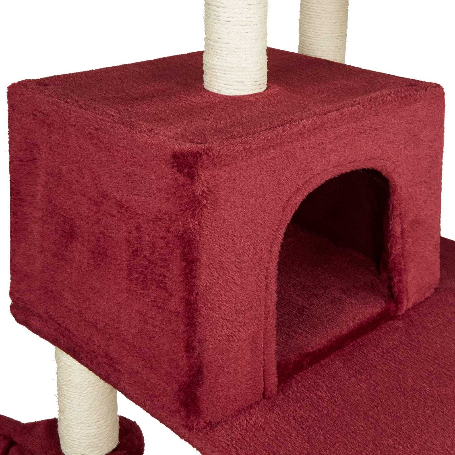 Wind Red Cat Tree Cat Tower Cat Scratching Post with Condos, Basket, Hammock & Plush Perches Grey Pet Toys Sustainable 45DAYS