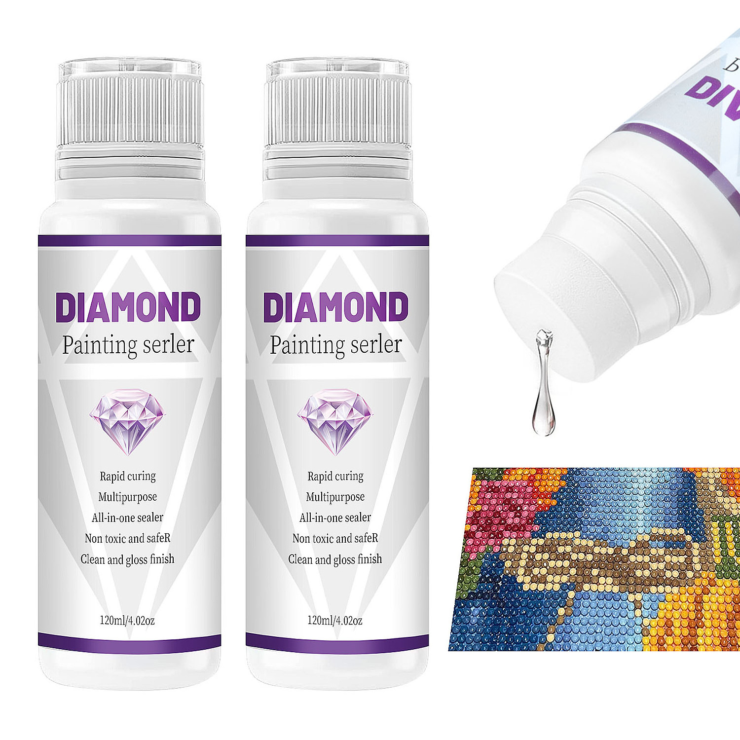 Diamond Painting Sealer with Sponge Head,Jigsaw Puzzle Glue Diamond Painting Glue,DIY Conserver for 5D Diamond Painting&Puzzle