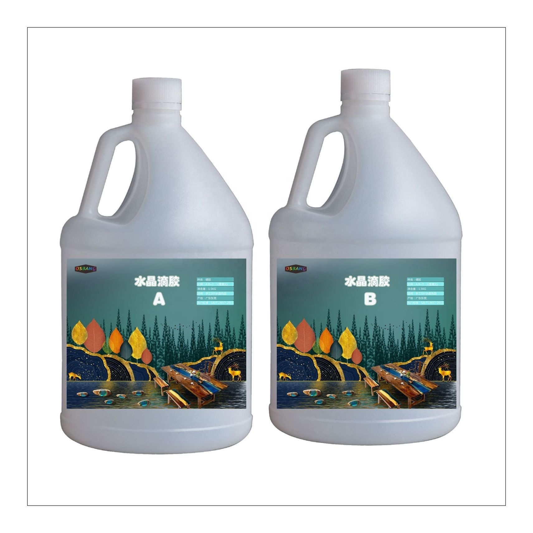 Manufacturer Hot sale 1 gallon epoxy resin art craft Handmade craft Glue A 1/2 gallon : B 1/2 gallon crystal clear transparent